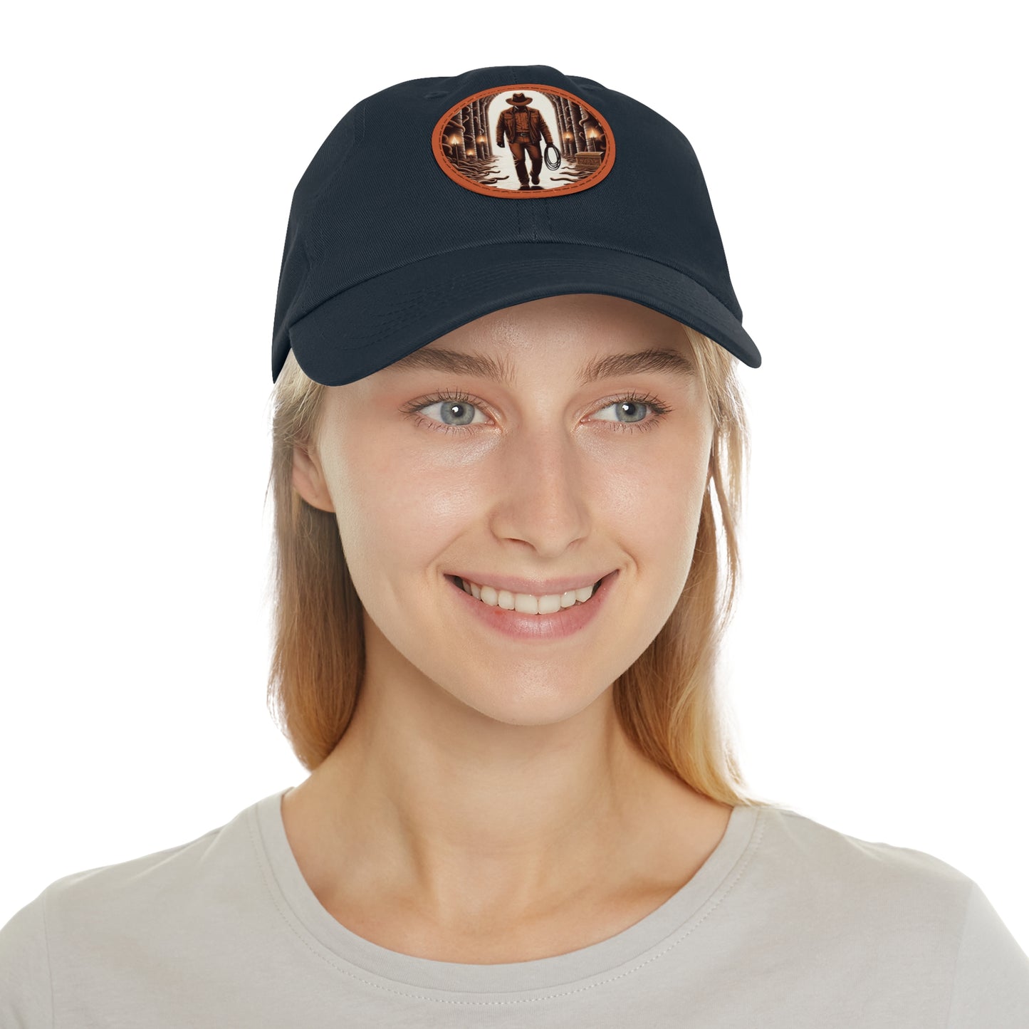 Why Did It Have To Be Snakes? Hat with Leather Patch (Round)