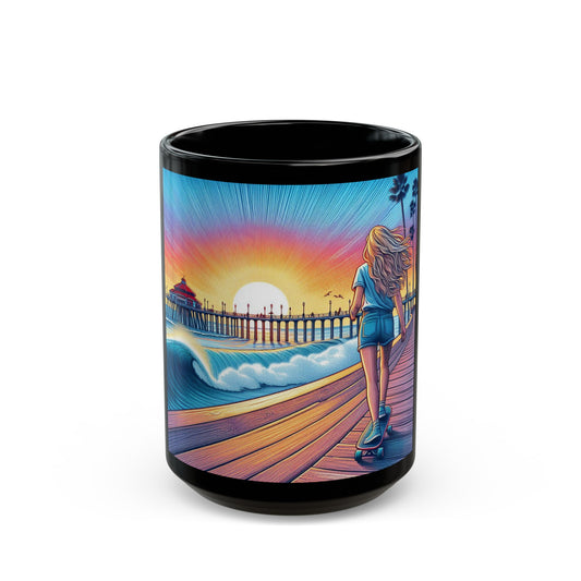 Summer Vibes Black Coffee Mug (15oz)